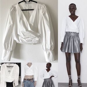 Puff sleeve peasant top size S Zara